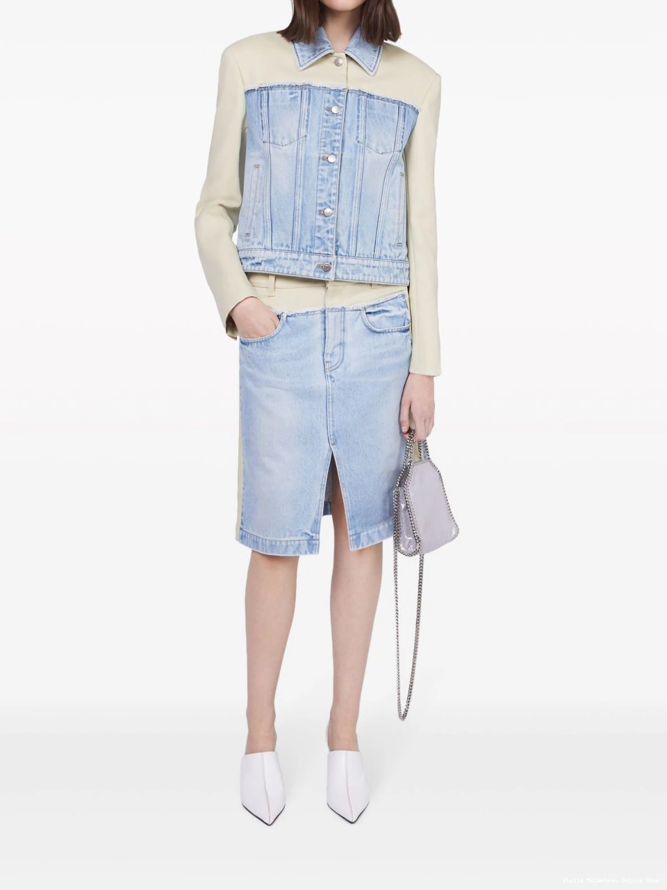 Cheap Women Stella panelled McCartney denim two-tone skirt 0816